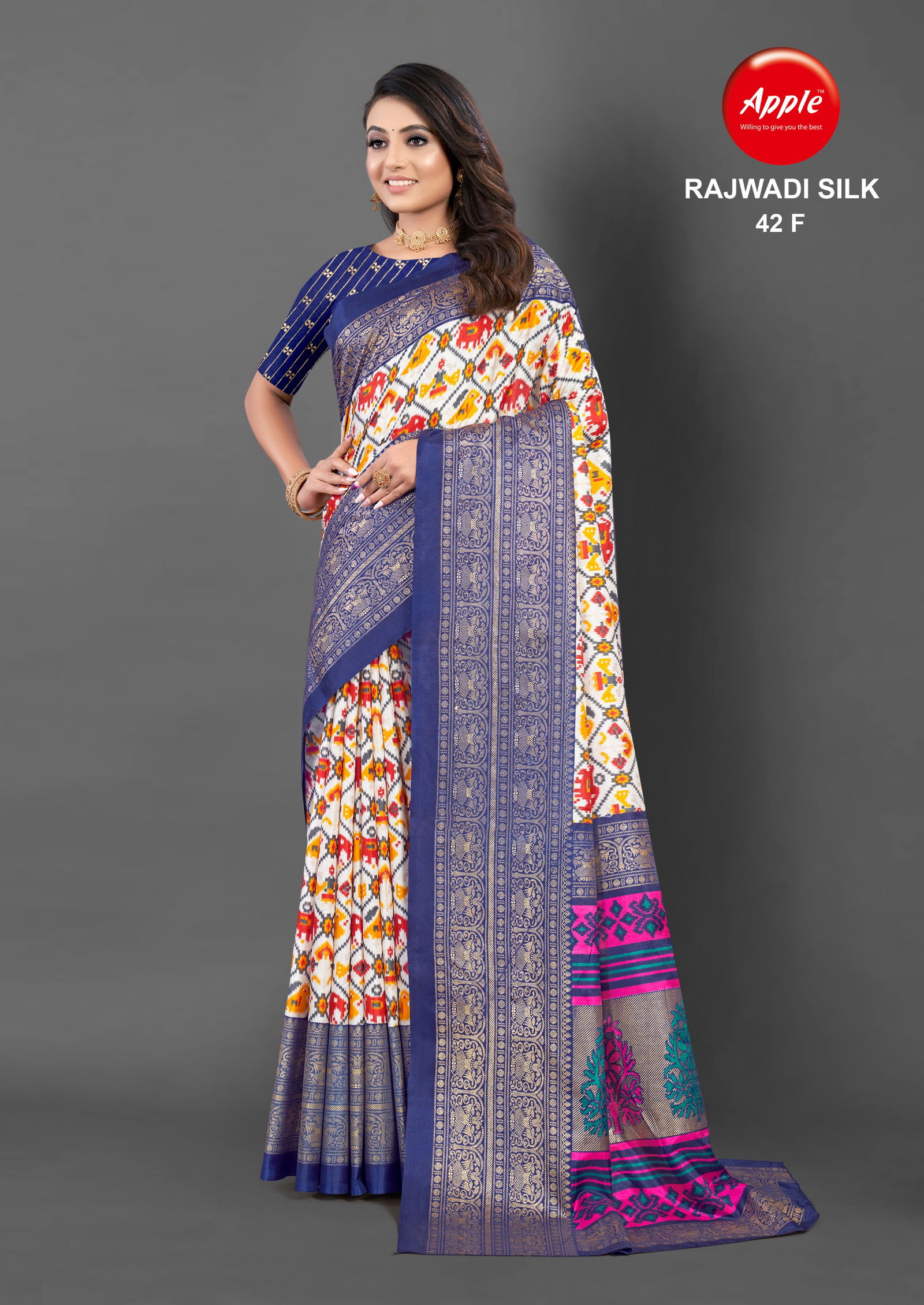 Rajwadi Silk 42 By Apple Dola Silk Printed Sarees Wholesale Market In Surat
